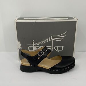 Dansko Black Leather Mules